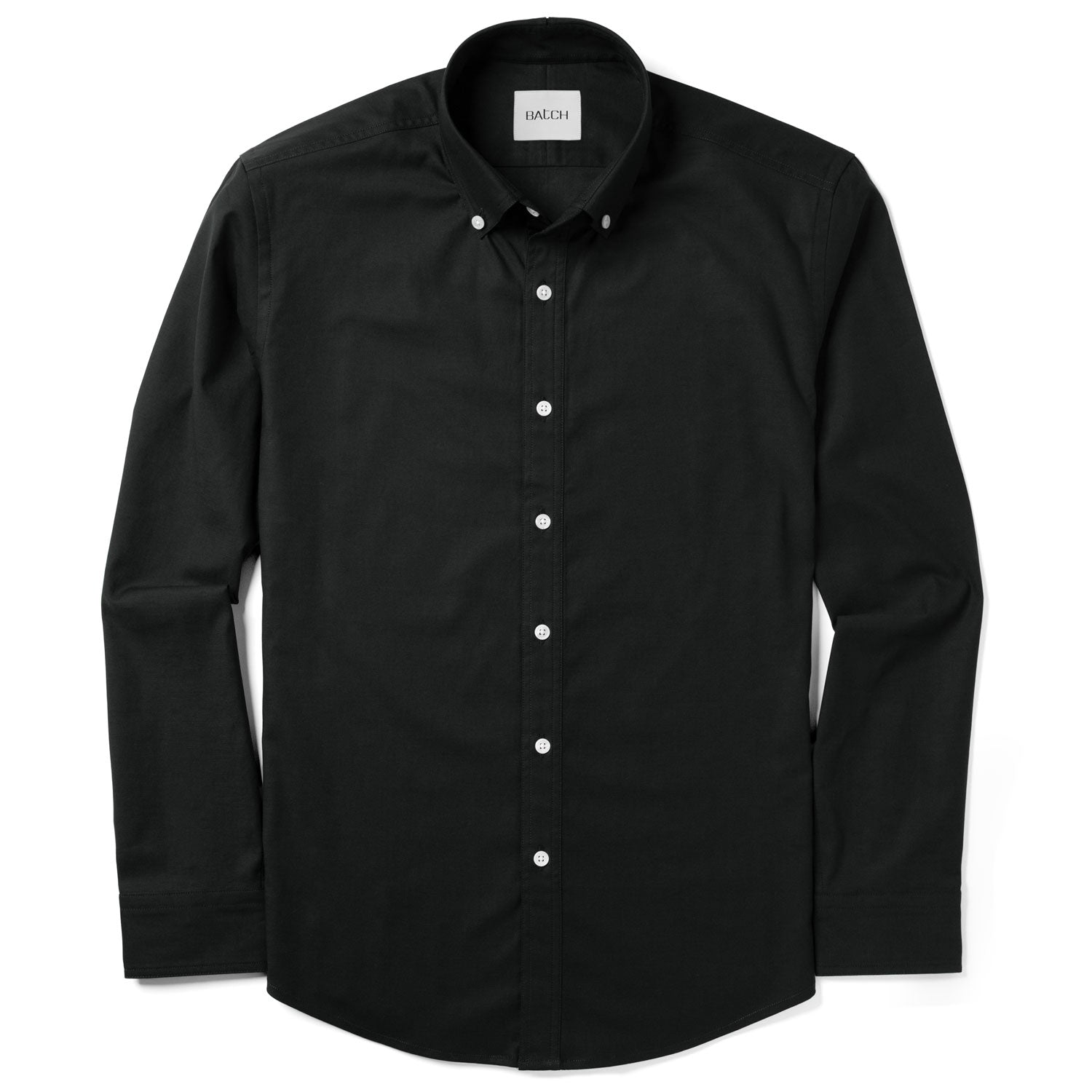 Essential Button Down Collar Casual Shirt - WB Black Stretch Cotton Poplin