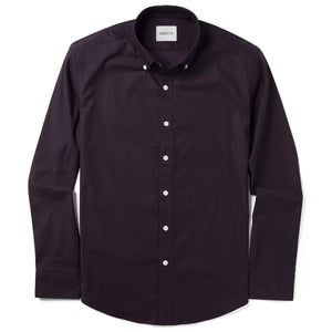 Batch Men's Casual Button Down Collar Dark Burgundy Shirt With White Buttons Image