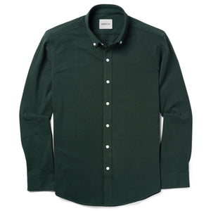 Batch Men's Essential Casual Knit Shirt - WB Evergreen Green Cotton Pique Image