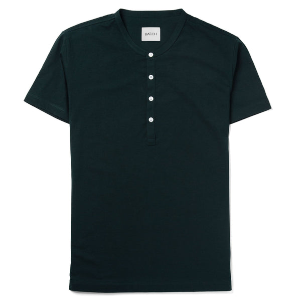 Men's WB Henley Short Sleeves in Evergreen Cotton Jersey