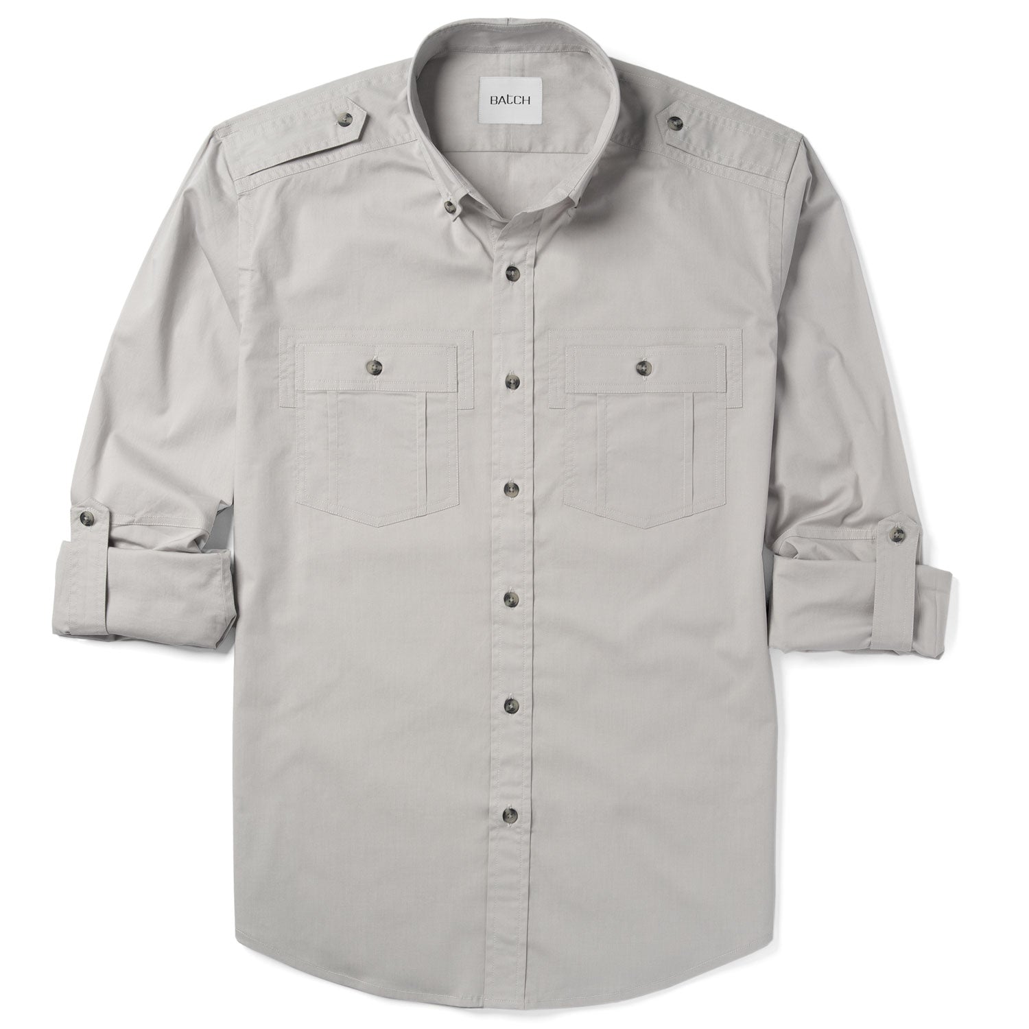 Finisher Utility Shirt – Stone Gray Stretch Cotton Poplin