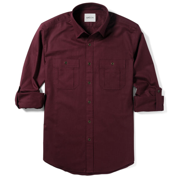 macys dress shirts for men Men's Utility Shirt - Fixer in Dark Burgundy Cotton Twill Large