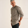Fixer Band Collar Utility Shirt - Cement Gray Stretch Twill