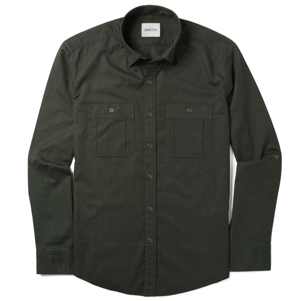 Men's Utility Shirt - Fixer in Olive Green Cotton Twill | Batch