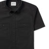 Batch Fixer Short Sleeve Utility Shirt in Black Cotton Poplin Close Up Image