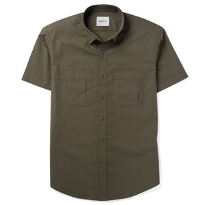 Batch Fixer Short Sleeve Casual Utility Shirt in Fatigue Green Stretch Poplin Image