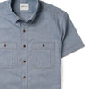 Batch Fixer Short Sleeve Utility Shirt In Navy Cotton Oxford Close-Up Image