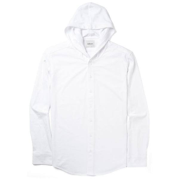 Batch Men's Knit Hooded Shirt In White Knit Jersey