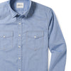 Maker Two Pocket Men's Utility Shirt In Classic Blue Cotton Oxford Close-Up Image