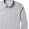 Maker Two Pocket Men's Utility Shirt In Aluminum Gray Cotton End-On-End Close-Up Image