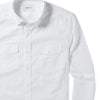 Maker Two Pocket Men's Utility Shirt In Clean White Cotton Oxford Close-Up Image