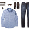 Editor Two Pocket Men's Utility Shirt In Classic Blue Ways To Wear With Dark Denim