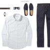 Maker Two Pocket Men's Utility Shirt In Clean White Ways To Wear With Dark Denim