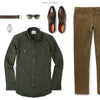 Editor Two Pocket Men's Utility Shirt In Olive Green Ways To Wear With Brown Chinos