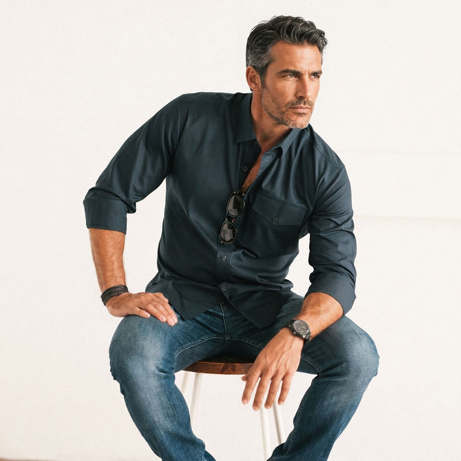 Author Casual Shirt – Dark Navy Cotton Twill