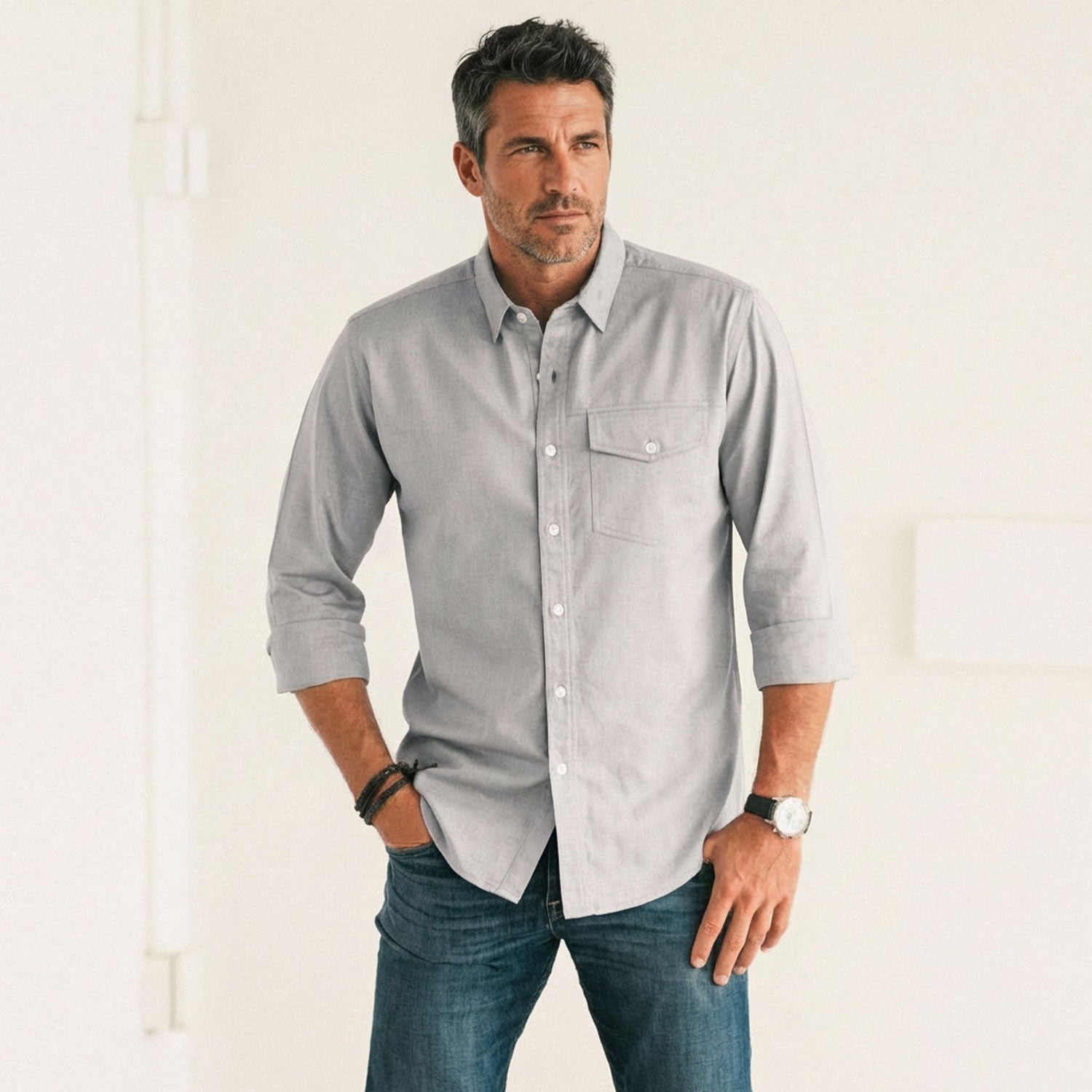 Author Casual Shirt – Aluminum Gray Cotton Oxford