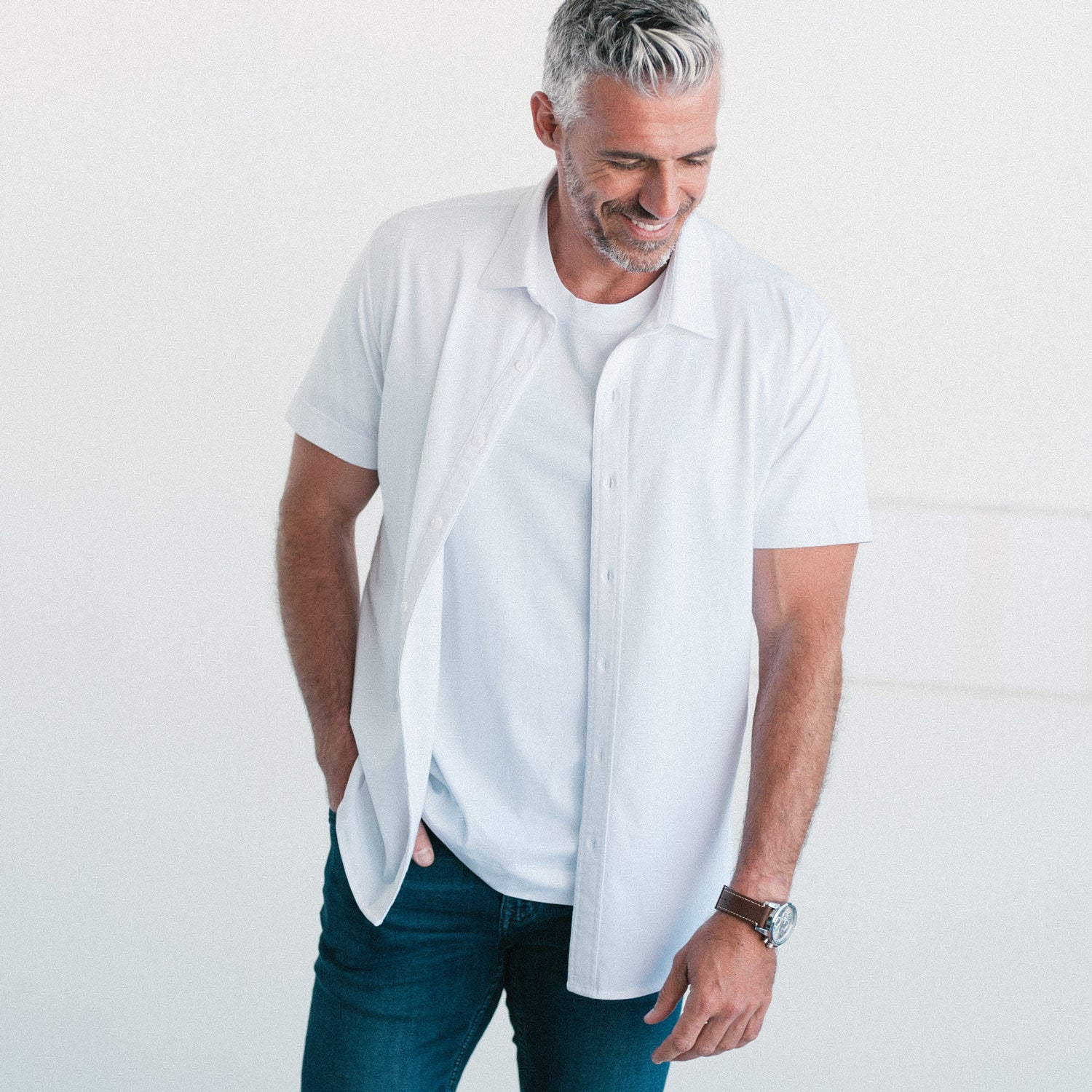 Short Sleeve T-Shirt Shirt White Cotton Jersey - Main Image