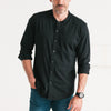 Essential Band Collar T-Shirt Shirt - Jet Black Cotton Jersey