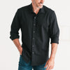 Essential Spread Collar Casual Knit Shirt - Jet Black Cotton Knit Pique