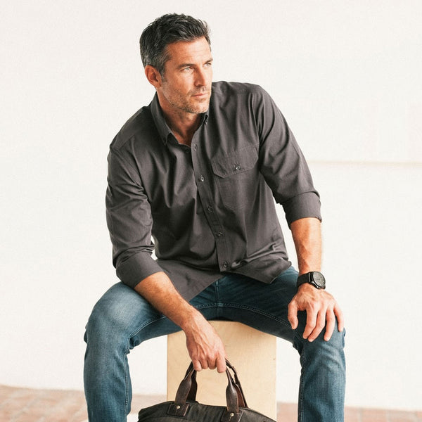 Builder Casual Shirt – Asphalt Cotton End-on-end