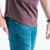 Essential Short Sleeve Curved Hem Polo Shirt –  Burgundy Cotton Jersey