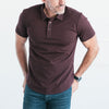 Essential Short Sleeve Curved Hem Polo Shirt –  Burgundy Cotton Jersey