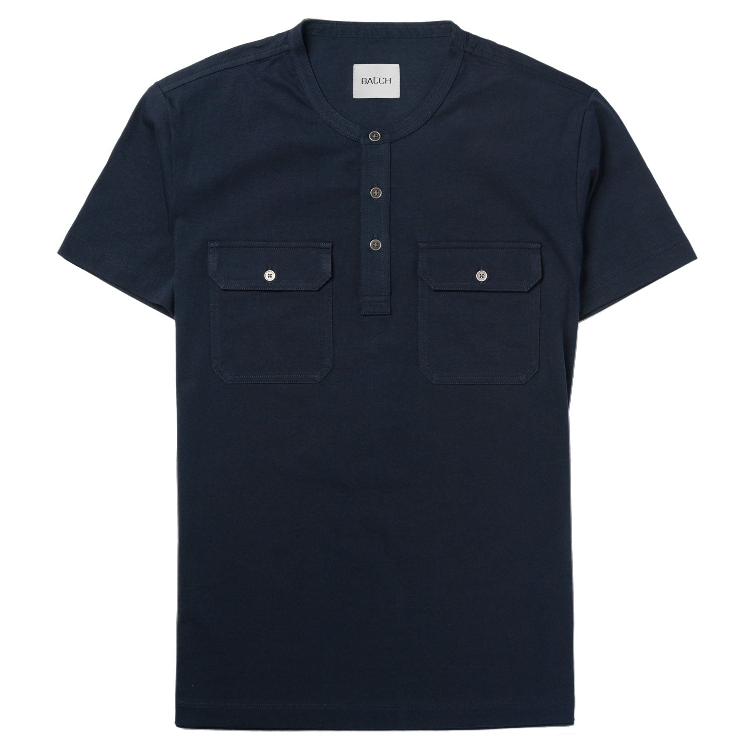 Constructor Short Sleeve Henley Shirt –  Navy Cotton Jersey