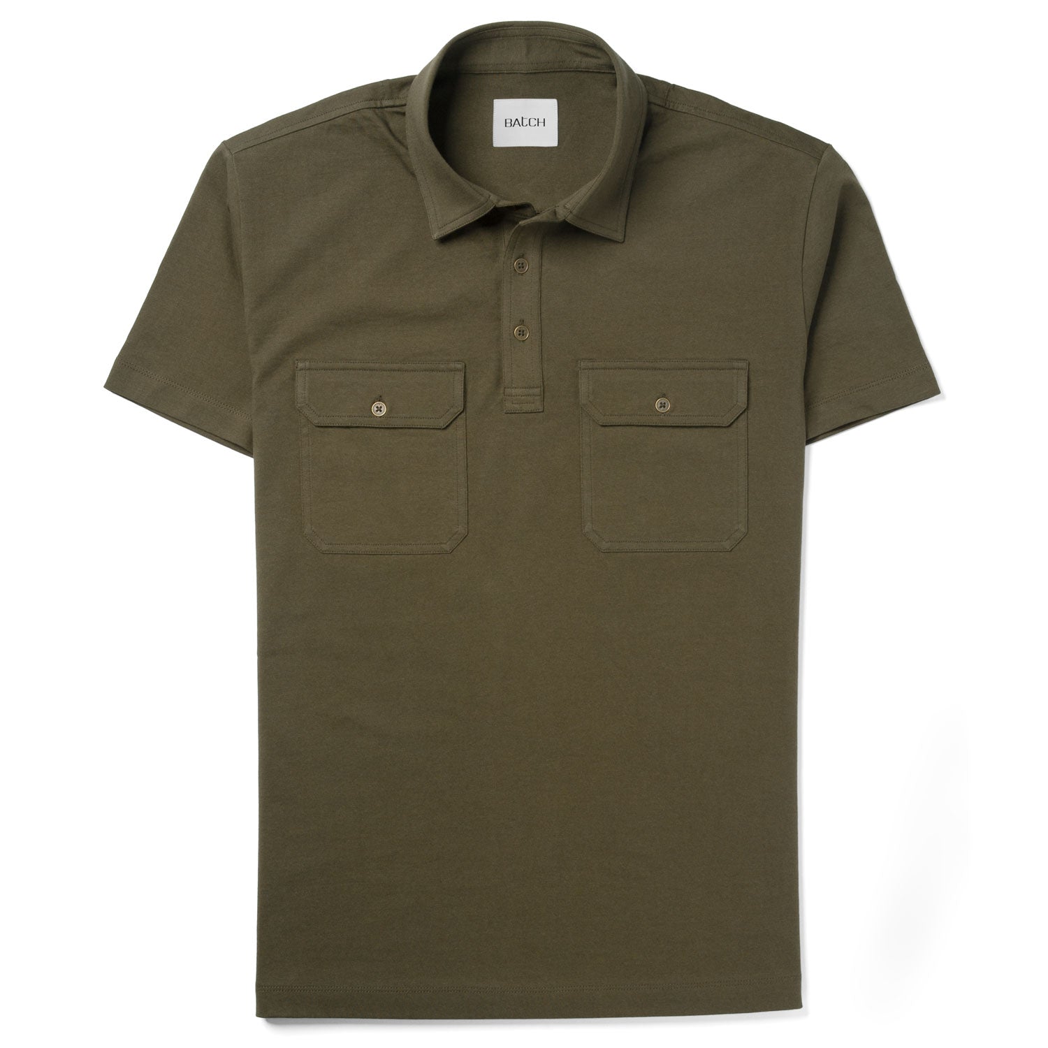 Constructor Short Sleeve Polo Shirt –  Olive Green Cotton Jersey