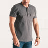 Batch Men's Constructor Short Sleeve Henley Shirt – Slate Gray Cotton Jersey Image On Body Standing