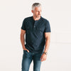 Batch Men's Constructor Short Sleeve Henley Shirt – Navy Cotton Jersey Image On Body Standing