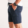 Batch Men's Constructor Short - Navy Stretch Jersey Image On Body Side with Hand in Pocket