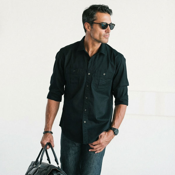 Craftsman Utility Shirt – Black Cotton Twill