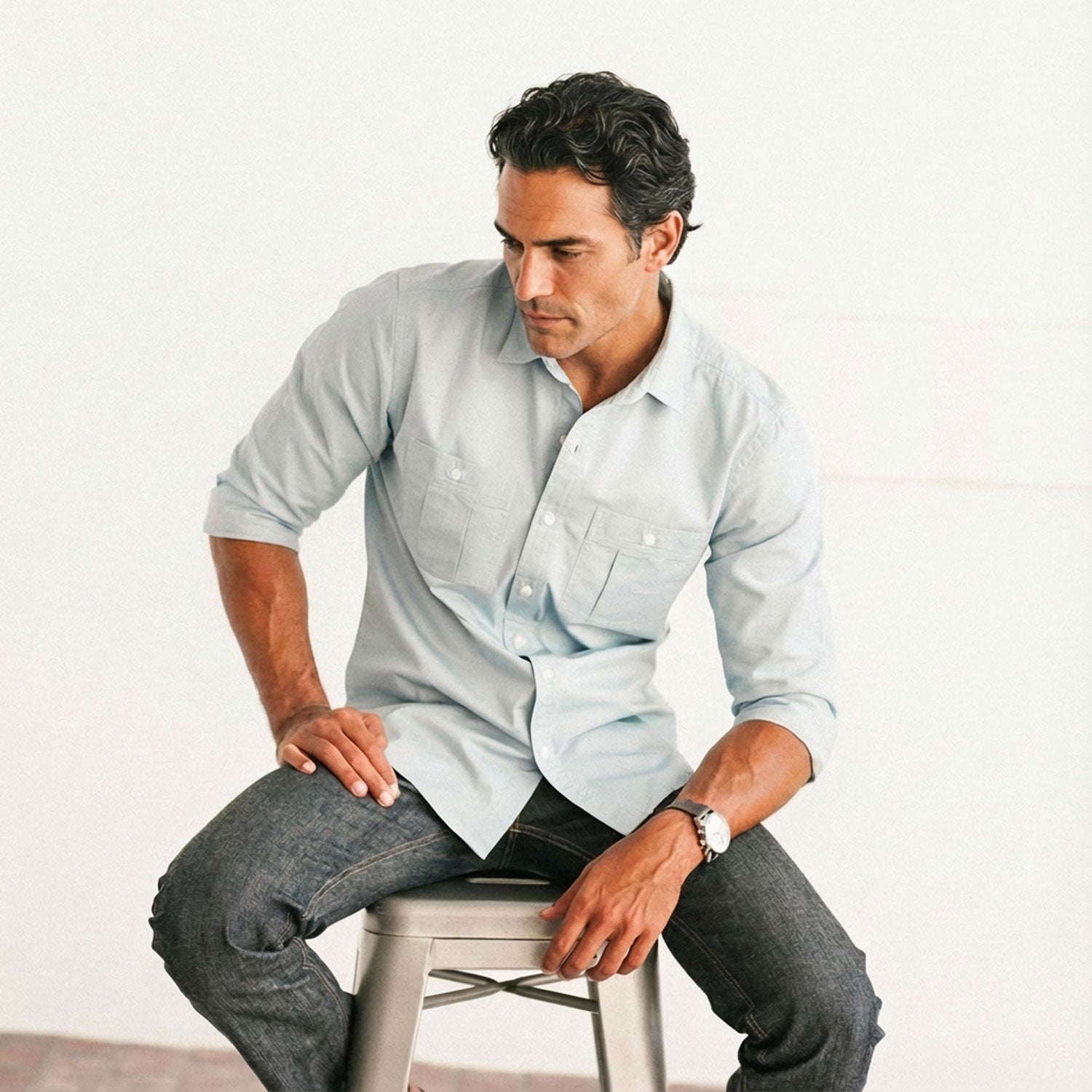 Men's Utility Shirt - Craftsman in Pale Blue Twill XX-Large Men's Utility Shirt - Craftsman in Pale Blue Twill XX-Large