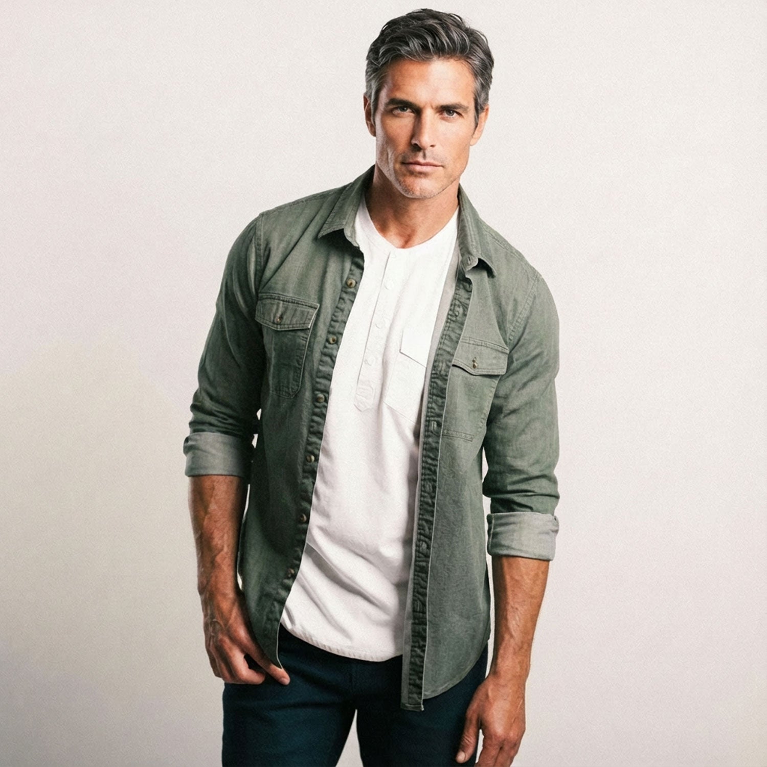 Davis Utility Shirt – Sage Green Cotton Twill