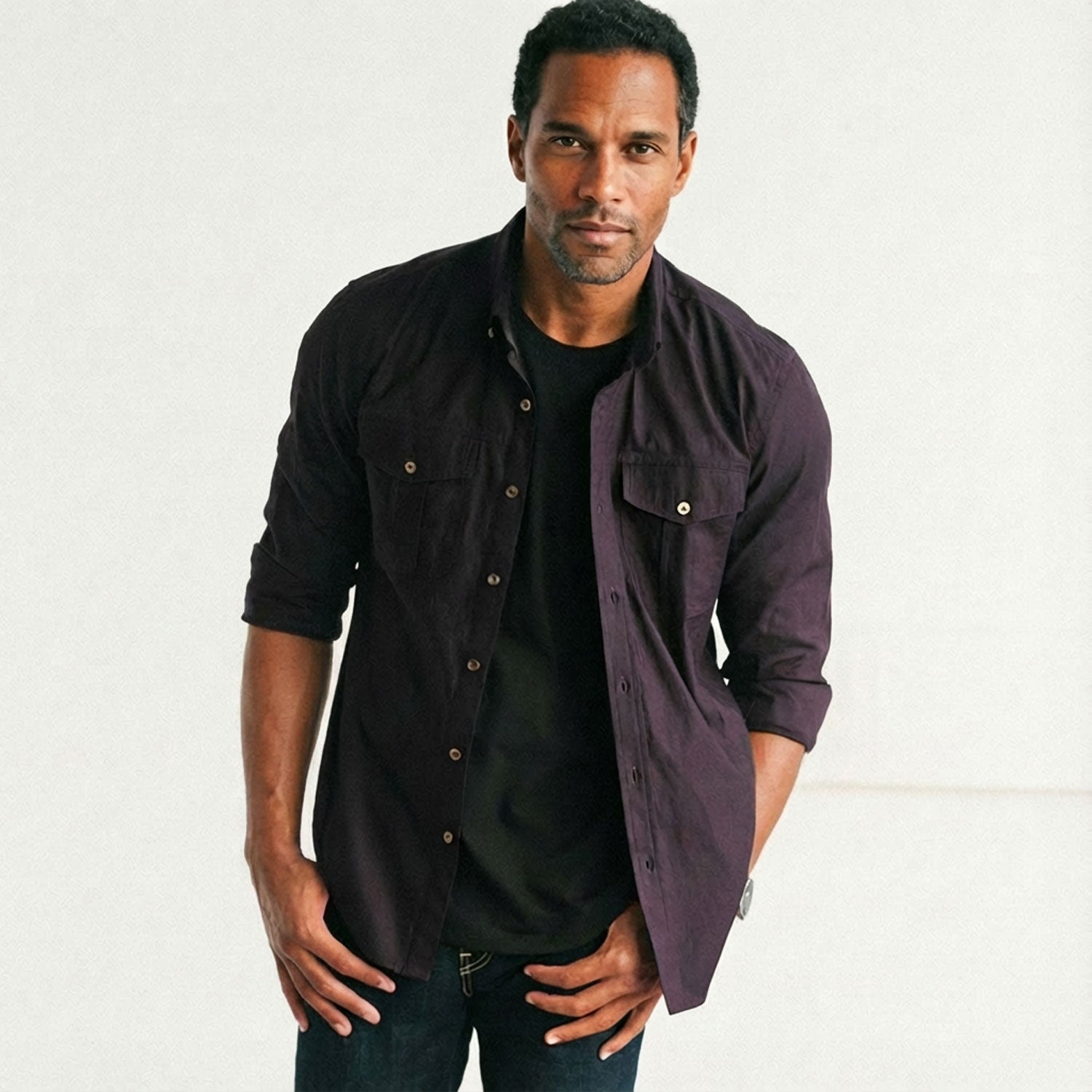 Editor Shirt – Dark Burgundy Stretch Poplin