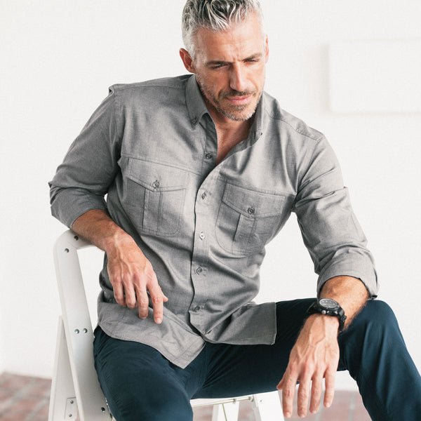 Editor Utility Shirt – Flint Gray Oxford