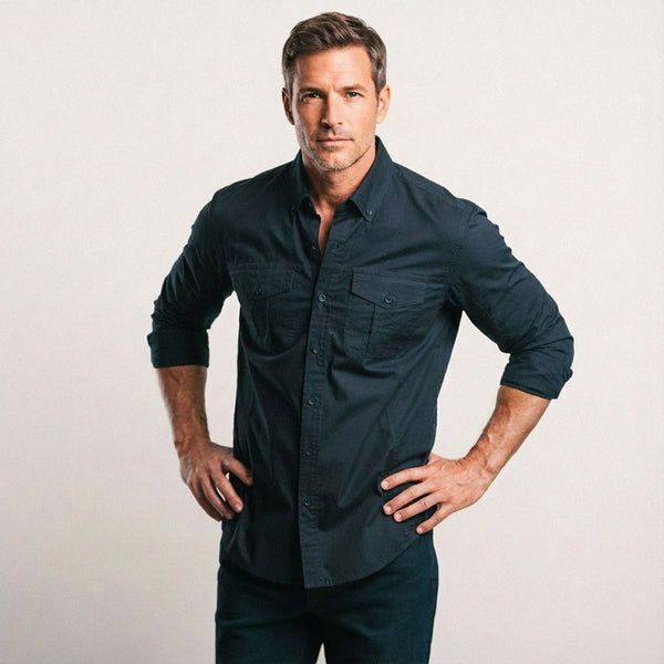 Editor Shirt – Dark Navy Stretch Cotton Poplin