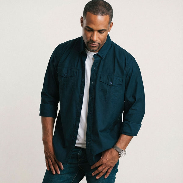 Editor Shirt – Dark Navy Stretch Cotton Poplin