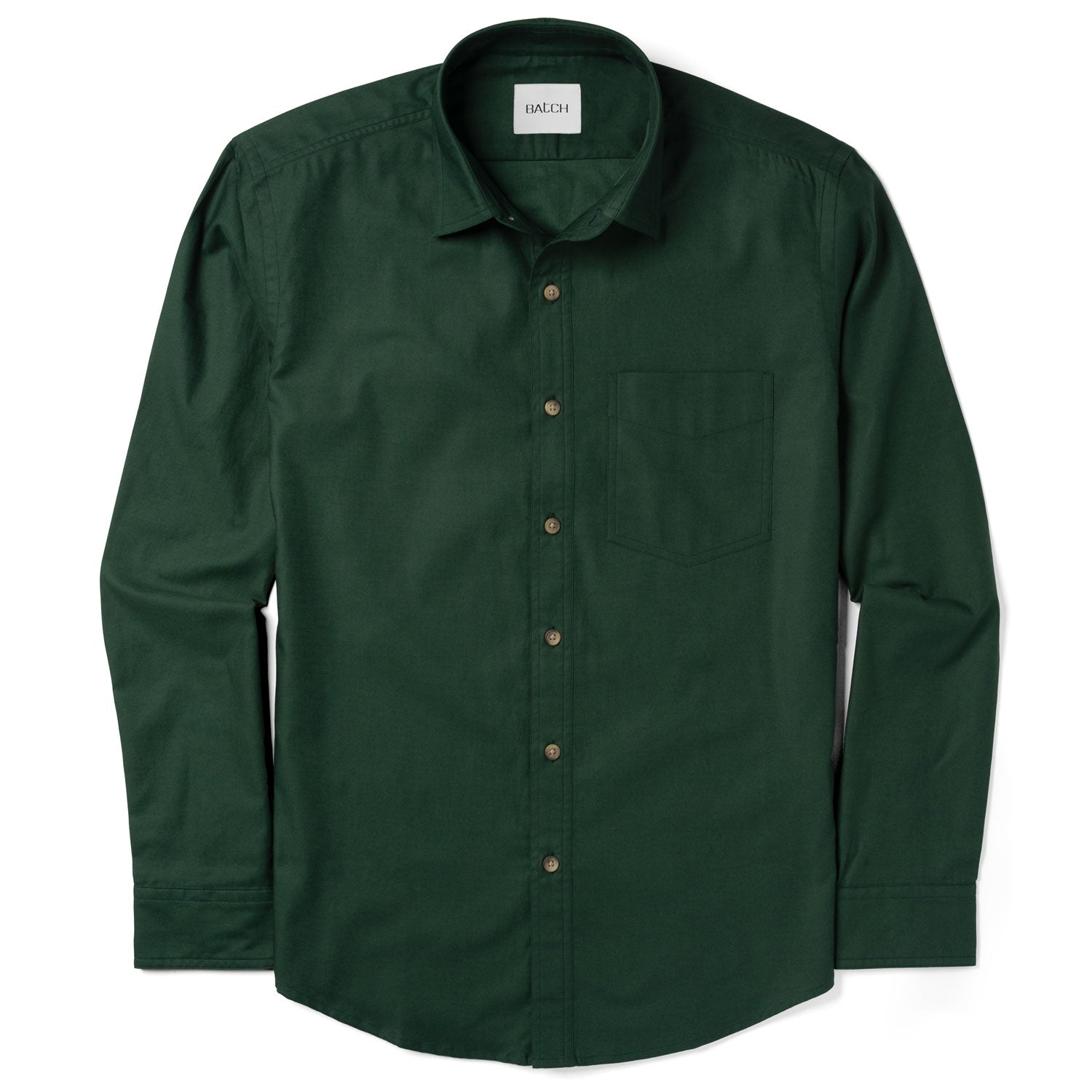 Essential 1 Pocket Casual Shirt - Forest Green Mercerized Cotton