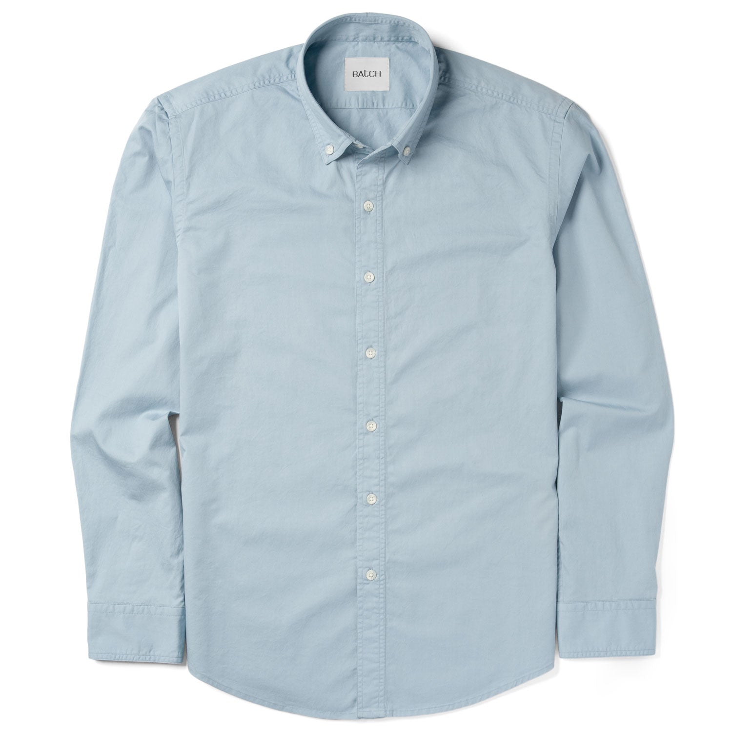 Essential Button Down Collar Casual Shirt - Light Blue Cotton Twill