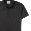 Batch Men's Essential Casual Short Sleeve Shirt - Jet Black Cotton Twill Image Close Up