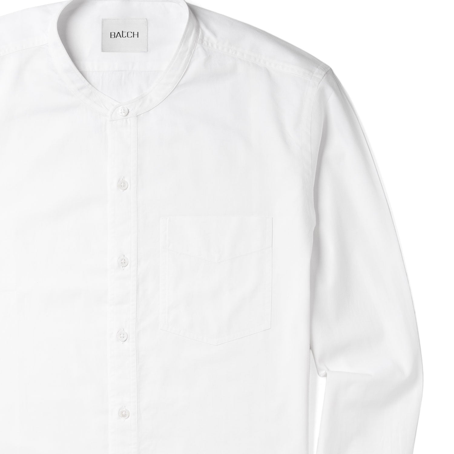 Pure White Men's Band Collar Button Down 100 Cotton Casual Shirt Batch