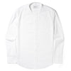 Essential Band Collar 1 Pocket Button Down Shirt - Pure White Cotton Twill