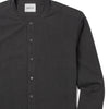 Essential Band Collar Button Down Shirt - Asphalt Gray Cotton End-on-end Image Close Up
