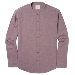 Batch Men's Essential Band Collar Button Down Shirt - Currant Cotton End-on-end Image