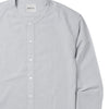 Batch Men's Essential Band Collar Button Down Shirt - Aluminum Gray Cotton End-on-end Image Pocket Close Up