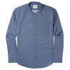 Essential Band Collar 1 Pocket Button Down Shirt - Navy Cotton Twill