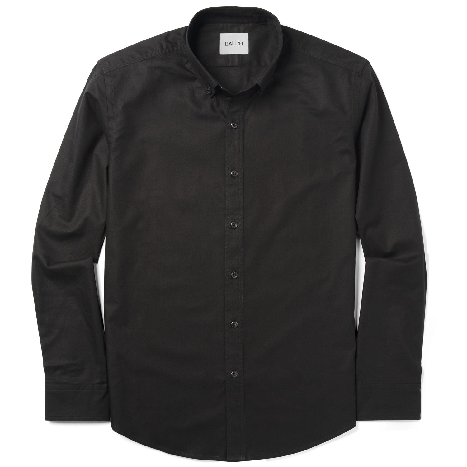 Essential Button Down Collar Casual Shirt - Jet Black Cotton Twill