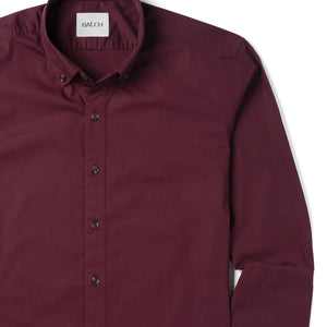 Essential Button Down Collar Casual Shirt - Burgundy Stretch Cotton Poplin