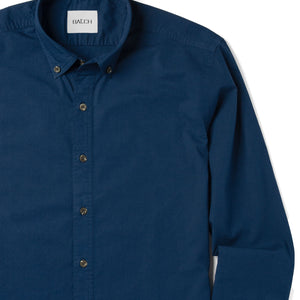 Essential Button Down Collar Casual Shirt - Cobalt Stretch Cotton Poplin